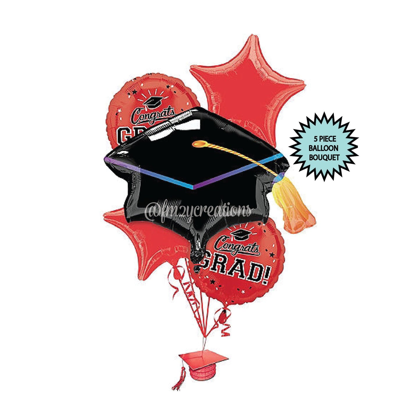 RED GRADUATION BALLOONS | 2023 Graduation Balloon Bouquet | Red Graduation Party Decor | High School College Graduation Red Black Party Deco