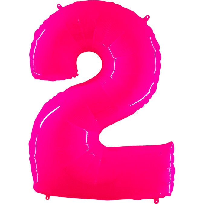 Neon Pink NUMBER Balloon | Neon Pink Giant Number Balloon | Fluorescent PINK Foil Balloons | 40" Balloons | BARBIE Hot Pink Birthday Balloon