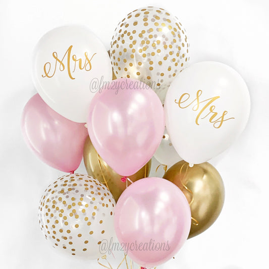 Mr. and Mrs. Pink Balloon Bouquet Set