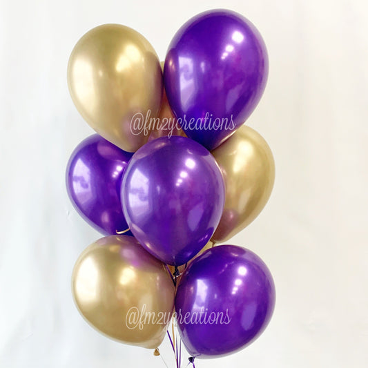PURPLE and Gold Balloons | Purple Gold Birthday Party | Graduation Balloons | Bridal Shower | Baby Shower Decor | Purple Wedding Decor