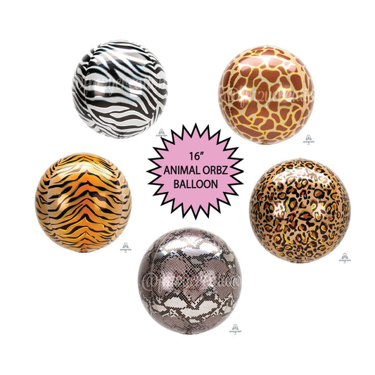 Animal Print Balloon | SAFARI Balloons | Wild One Party Giraffe Tiger Leopard Zebra Snake PRINT Balloons | Jungle Orbz Balloon Jungle Party