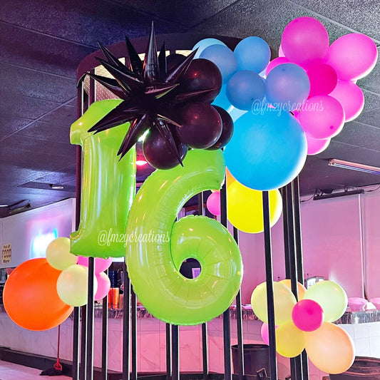 Neon Green NUMBER Balloon | Neon Lime Green Giant Number Balloon | Fluorescent Green Foil Balloon | 40" Balloons Jumbo Neon Birthday Balloon