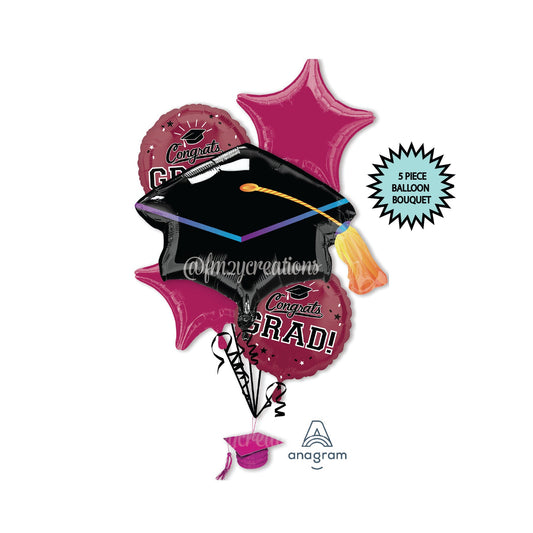 Burgundy GRADUATION BALLOONS | Graduation Balloon Bouquet | Burgundy Graduation Party Decor | High School College Graduation